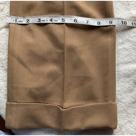 VTG Talbots Medium P Suit Set jacket and pants Wide Leg Wool Stretch Tan Beige - Picture 11 of 16